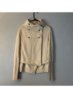 AllSaints Cream Lambswool Cashmere Blend Double Breasted Sweater Jacket Size 14